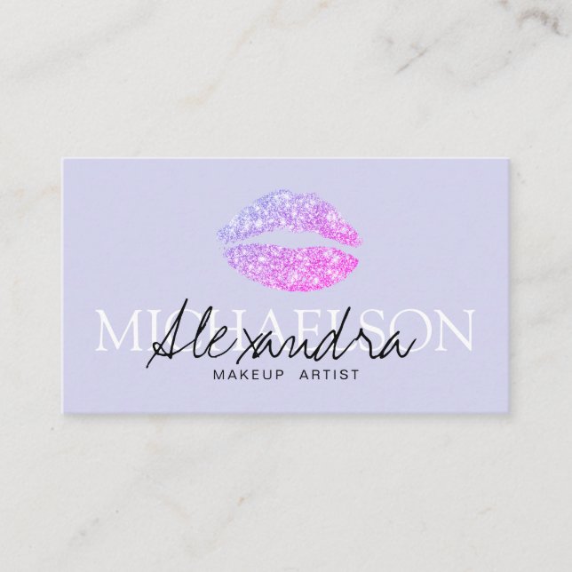 Tarjeta De Visita Espliego de la firma del artista de maquillaje mod (Anverso)