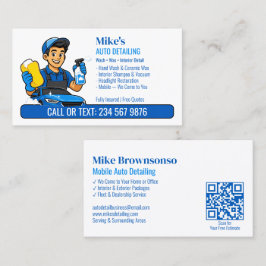 Tarjeta De Visita Esponja de lavado de coche de dibujos animados QR