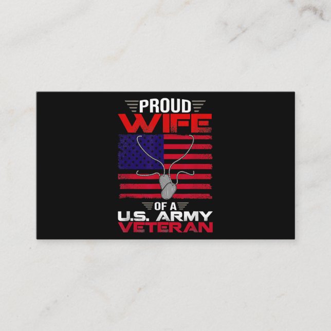 Tarjeta De Visita Esposa Orgullosa De Un Veterano Del Ejército Estad (Anverso)
