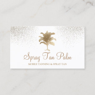 Tarjeta De Visita Espray Tropical Gold Palm Tree Tan Sparkle