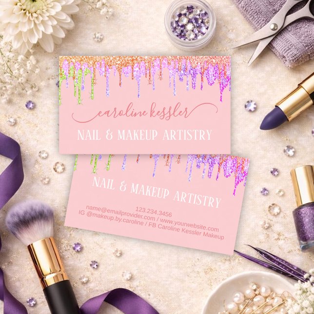 Tarjeta De Visita Espuma del Purpurina verde de la lima dorada rosa  (Subido por el creador)