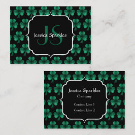 Tarjeta De Visita Espuma verde esmeralda Shamrock negro Monograma