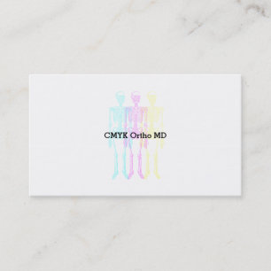 Tarjeta De Visita Esqueleto Bailando Letterpress CMY Vibrante