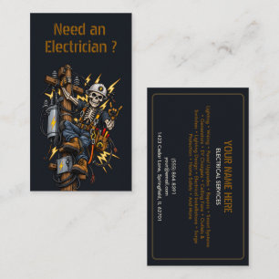 Tarjeta De Visita Esqueleto de liniero electricista que trepa postes