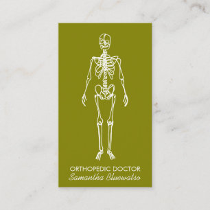 Tarjeta De Visita Esqueleto de médico ortopédico Verde Oliva