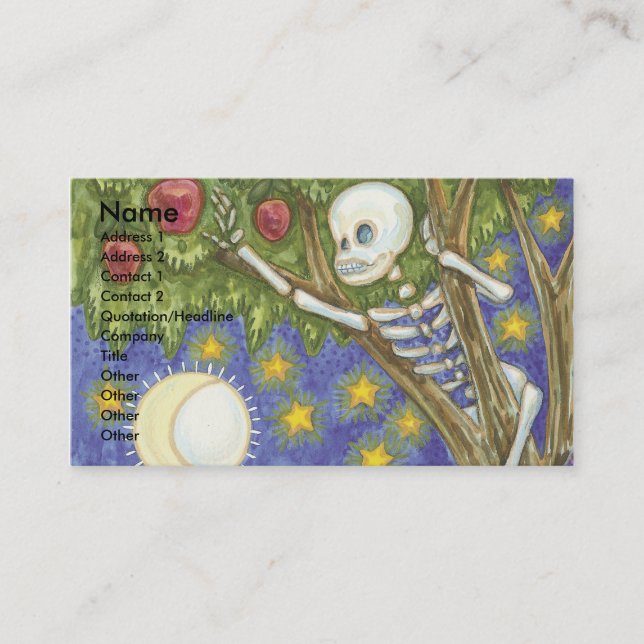 Tarjeta De Visita esqueleto oculto en el arte de los árboles (Anverso)