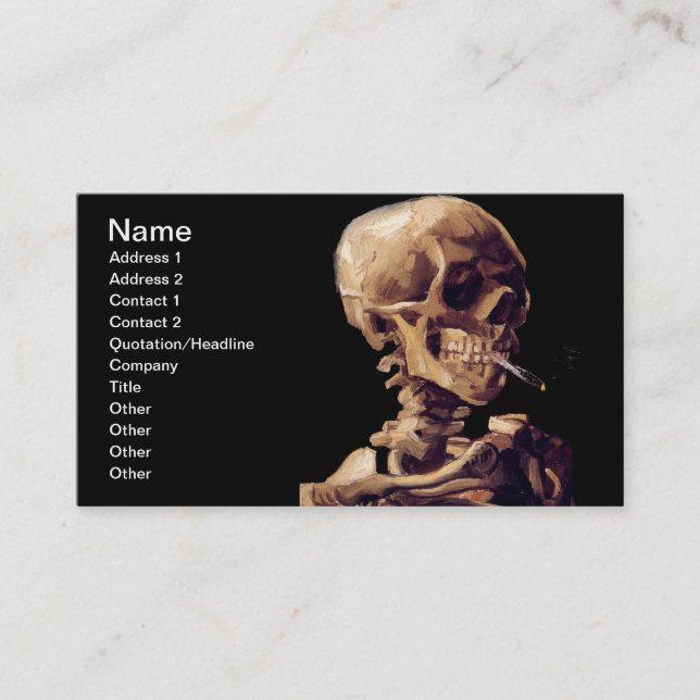 Tarjeta De Visita Esqueleto que fuma de Van Gogh (Anverso)