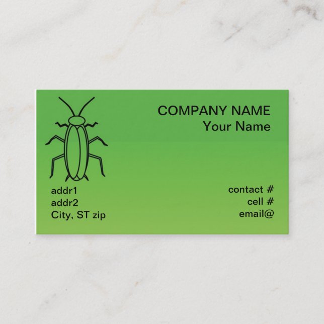 Tarjeta De Visita esquema del insecto de la cucaracha (Anverso)