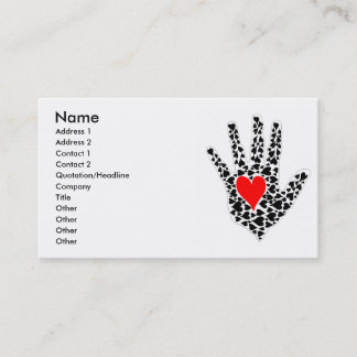 Tarjeta De Visita Esquema rojo y negro de la mano de los corazones