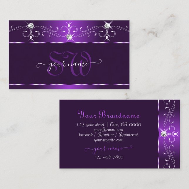 Tarjeta De Visita Esquiglas moradas de lujo esparcen las iniciales d (Anverso / Reverso)
