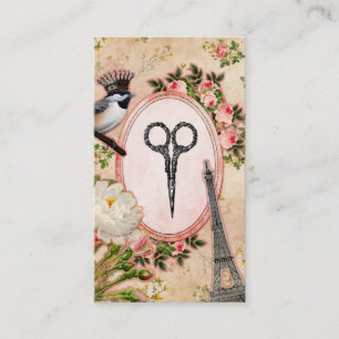 Tarjeta De Visita Esquileos del pájaro del rosa del estilista del