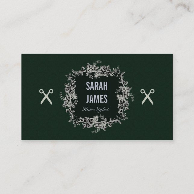 Tarjeta De Visita esquileos esmeralda oscuros elegantes de las (Anverso)