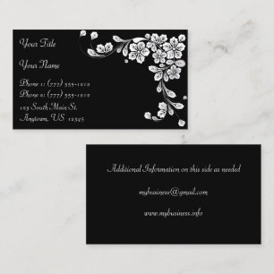 Tarjeta De Visita Esquina floral de estilo occidental blanco y negro