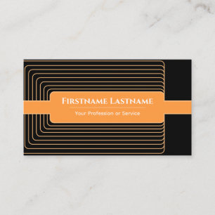 Tarjeta De Visita Esquina redonda naranja con marco negro abstracto 