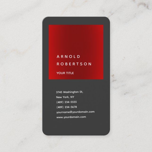 Tarjeta De Visita Esquina redonda profesional de moda gris roja (Anverso)