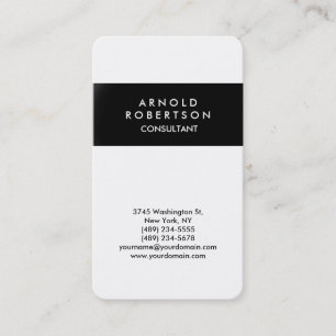 Tarjeta De Visita Esquina redondeada blanco negro elegante