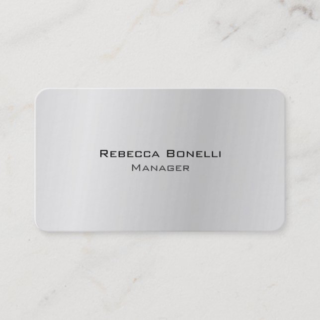 Tarjeta De Visita Esquina redondeada Gris plateado Único Mínimo Mode (Anverso)