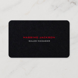 Tarjeta De Visita Esquina Redondeada Negro Rojo Profesional Minimali