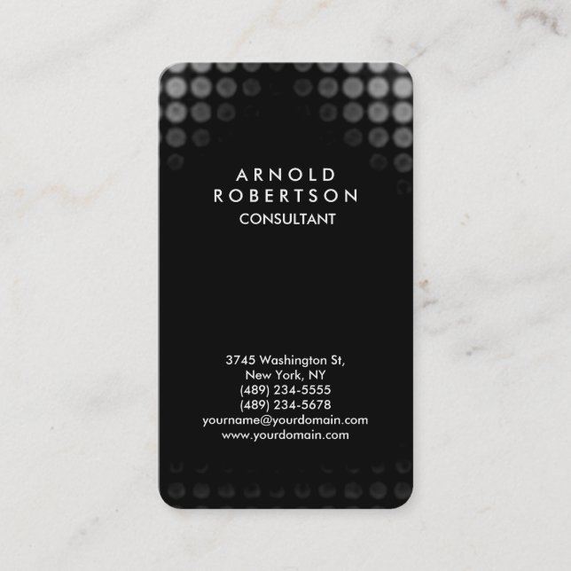 Tarjeta De Visita Esquina redondeada Patrón elegante negro gris (Anverso)