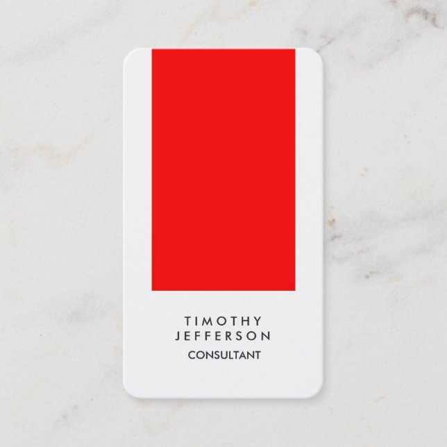 Tarjeta De Visita Esquina redondeada Rojo Blanco Elegante Moderno (Anverso)