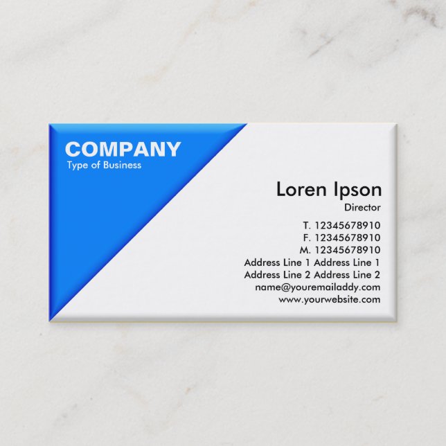 Tarjeta De Visita Esquina triangular - Efecto 3d - Azul y blanco (Anverso)