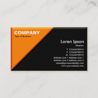 Tarjeta De Visita Esquina triangular - efecto 3d - naranja y negro