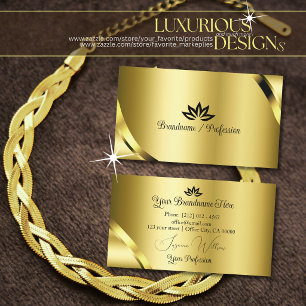 Tarjeta De Visita Esquinas de lujo con brillo dorado y hermosas flor