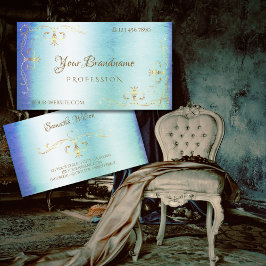 Tarjeta De Visita Esquinas ornadas de oro de mármol Verde azulado az