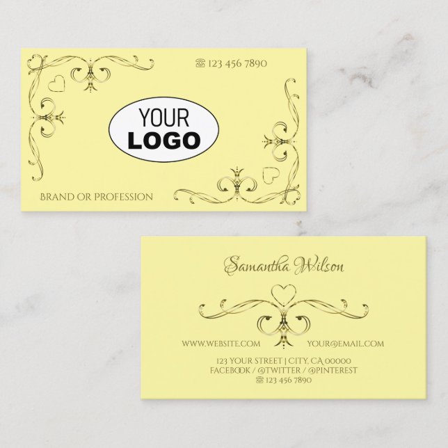 Tarjeta De Visita Esquinas ornamentadas con oro que llaman la atenci (Anverso / Reverso)