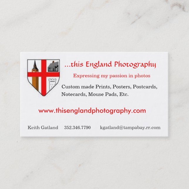 Tarjeta De Visita Esta fotografía de Inglaterra (Anverso)