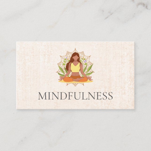 Tarjeta De Visita Estacido de yoga | Patrón de Mandala (Anverso)