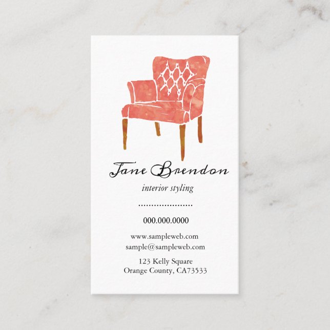 Tarjeta De Visita Estacionamiento francés del diseño interior de la (Anverso)