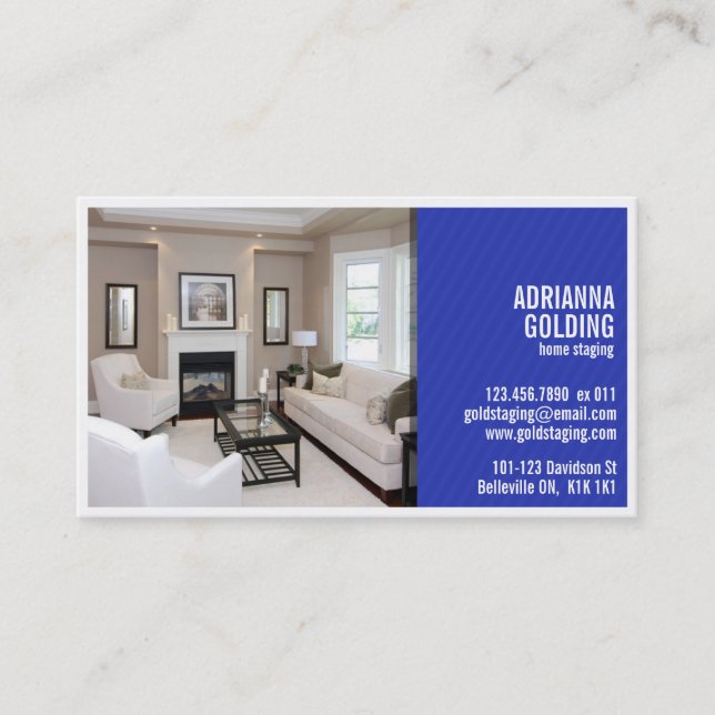 Tarjeta De Visita Estacionamiento partido con la foto - azul (Anverso)