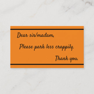 Tarjeta De Visita Estacionar menos desordenado