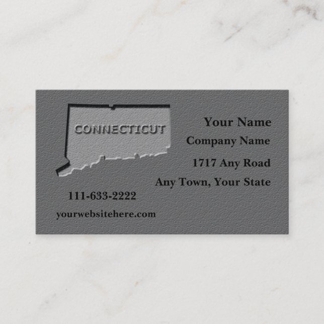 Tarjeta De Visita Estado de Connecticut Aspecto de piedra tallada de (Anverso)
