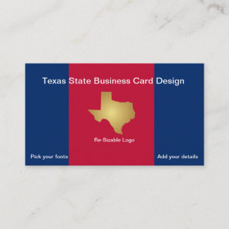 Tarjeta De Visita Estado Metálico de Oro de Texas