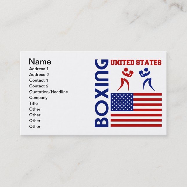 Tarjeta De Visita Estados Unidos Boxin (Anverso)