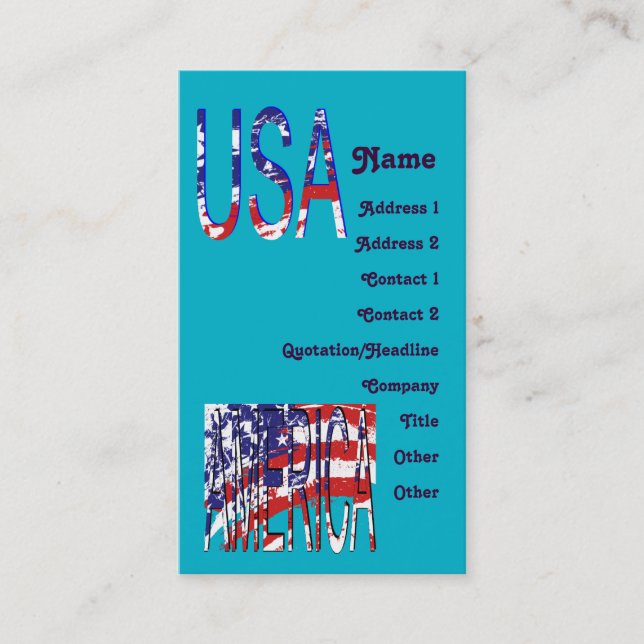 Tarjeta De Visita Estados Unidos Patriótico Estadounidense crea el s (Anverso)