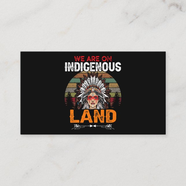 Tarjeta De Visita Estamos en Tierra Indígena divertidos nativos amer (Anverso)