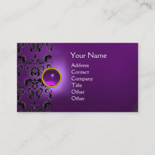 Tarjeta De Visita ESTAMPADO DAMASCO MONOGRAMA CHIC morado