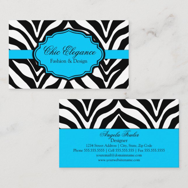 Tarjeta De Visita Estampado de cebra elegante (Anverso / Reverso)