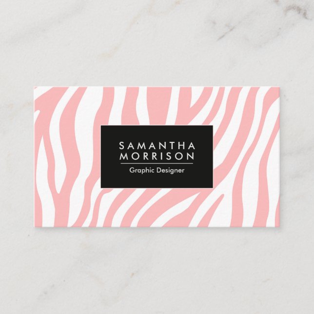 Tarjeta De Visita Estampado de cebra rosa (Anverso)