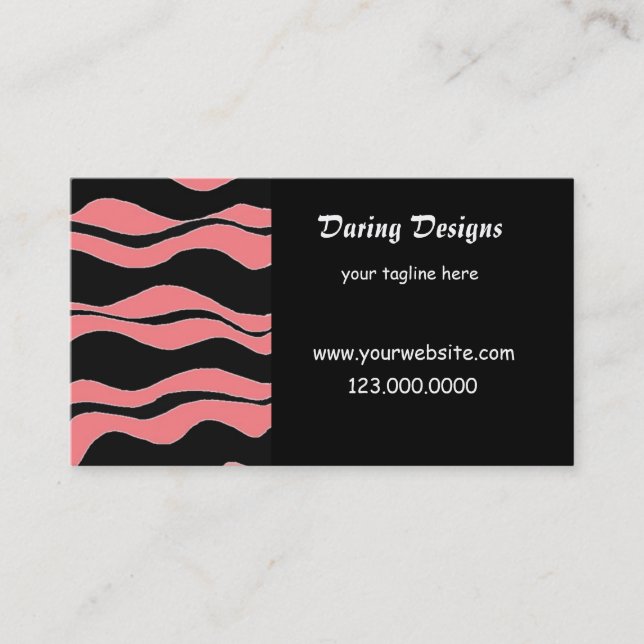 Tarjeta De Visita Estampado de cebra rosa y negro (Anverso)