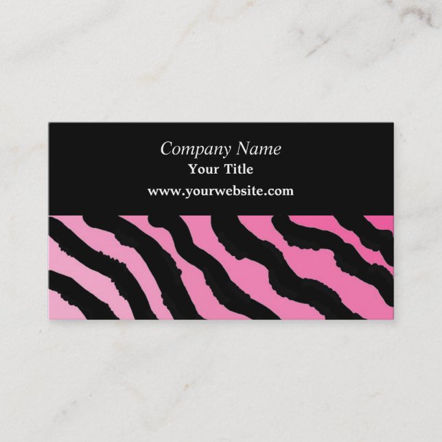 Tarjeta De Visita Estampado de cebra rosa y negro (Anverso)