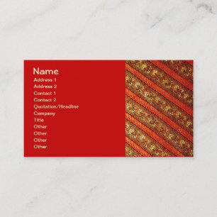Tarjeta De Visita Estampado de flores del oro y de la seda del rojo