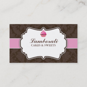 Tarjeta De Visita Estampado de flores elegante del damasco de la