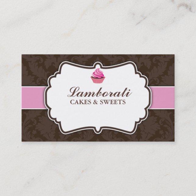 Tarjeta De Visita Estampado de flores elegante del damasco de la (Anverso)