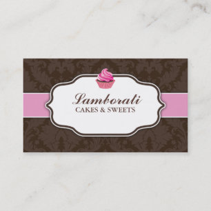Tarjeta De Visita Estampado de flores elegante del damasco de la