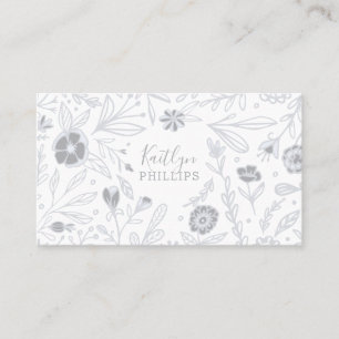 Tarjeta De Visita Estampado de flores gris de moda del Wildflower