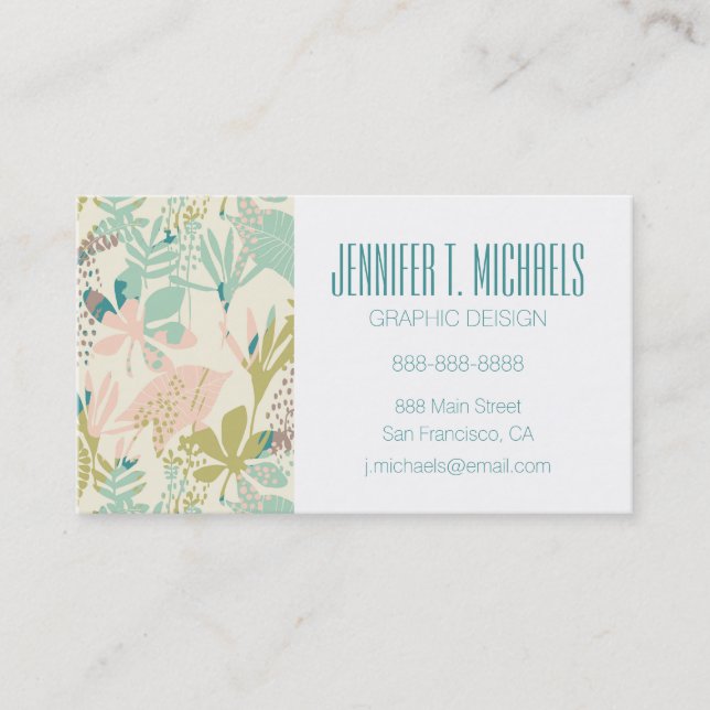Tarjeta De Visita Estampado de flores moderno (Anverso)
